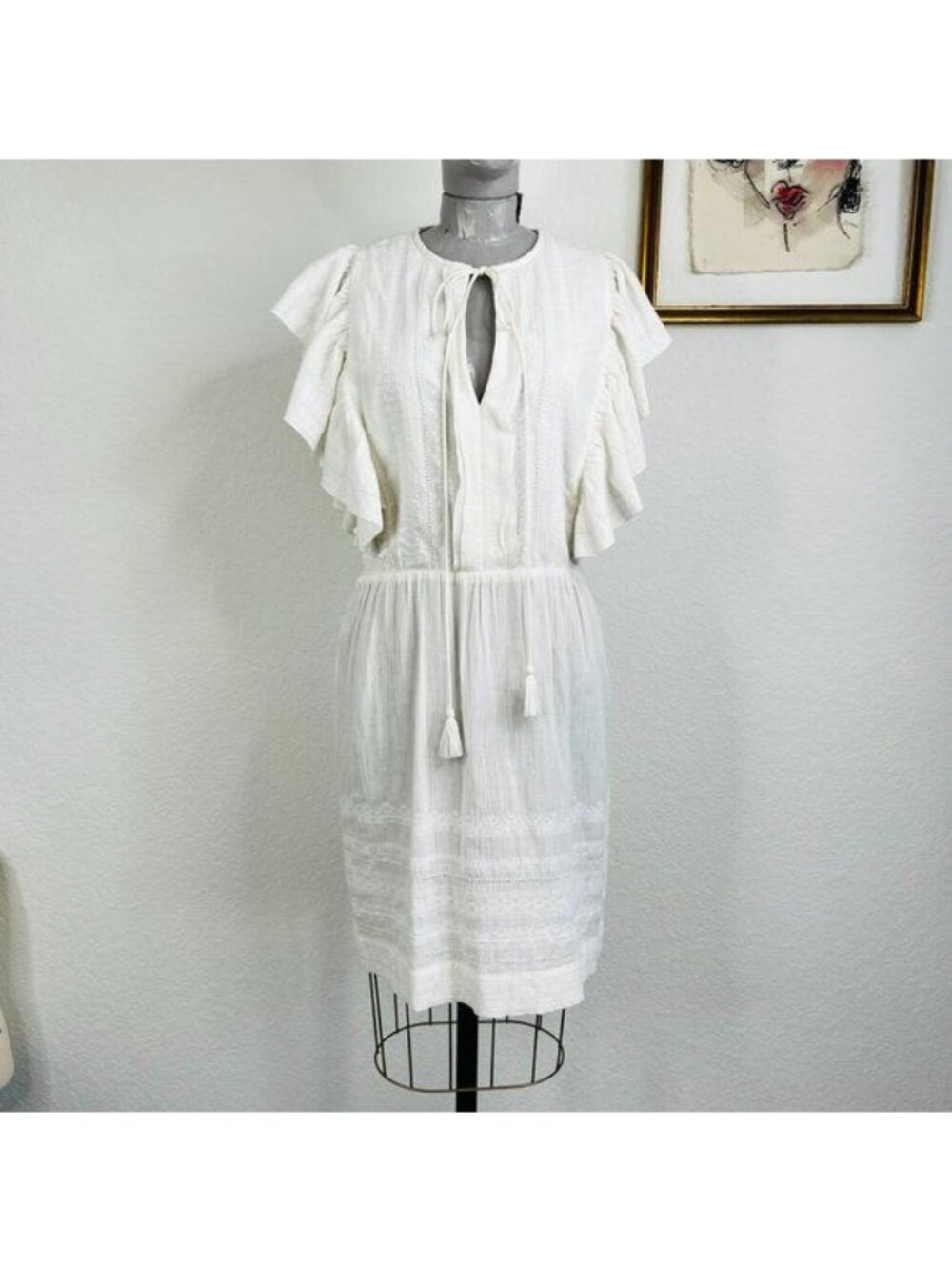 Alice + Olivia Ruffle Embroidered Tunic Peasant Dress
